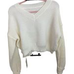 Commense Minimalism V Neck Pullover Cream Knit Cropped Sweater size Large Photo 0