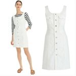 J.Crew White Scoopneck Button Front Denim Mini Dress 8 Photo 1