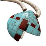 Santo Domingo Shell Festival Necklace with Block Turquoise Blue Photo 4