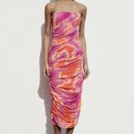 ZARA dress tulle bodycon mesh corsety midi pink party shower wedding Photo 5