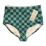 ALBION FIT  Green Check High Waisted Swimsuit Bottoms Women's Size Small NWT Photo 1