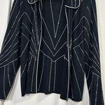 Ming Wang  Black Knit Hook Front Jacket‎ S Geometric Dots Classic Photo 2