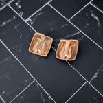 Vintage Clip On Earrings Swirly Light Peach Tones & Metallic Square Photo 3