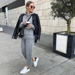 ZARA Wide Leg Ribbed Knit Thick Sweat Pants in Gray Winter Lounge Size Medium Photo 1