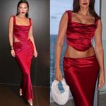 House Of CB  Set Una & Sydel corset top lace up maxi skit red‎ NWOT Size M Photo 11