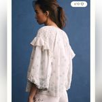 Anthropologie NWT  Embroidered Smocked Linen Top Boho Photo 9