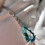 NWT NATURAL 3.73CT TEARDROP AQUAMARINE 18K WHITE GOLD DIAMONDS NECKLACE Photo 0