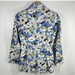 Eddie Bauer Vtg.‎  Floral Print Belted Trench Coat Spring Jacket Blue White Small Photo 3