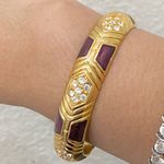 Joan Rivers Retired Wine Red Enamel Pave Rhinestone Goldplated Hinged Bracelet
‘ Photo 5