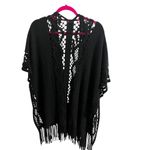 NWT Antthony Originals Poncho Womens One Size Black Fringe Knit Fashion Photo 1
