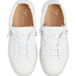 Giuseppe Zanotti  Women’s Frankie Embossed Leather Sneakers in White/Ivory Size 7 Photo 0