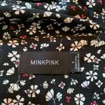 MINKPINK floral fitted peplum button front blouse black pink print Size Small Photo 5