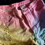 Unif Pastel Tie Dye Jean Shorts Distressed Denim 2010s Cut Offs Festival Rave Photo 7