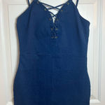 Windsor  Blue Lace-Up Mini Denim dress Size Large Photo 0