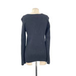 Torn By Ronny Kobo  Cut Out Neckline Black Long Sleeve Ribbed‎ Sweater Size Large Photo 4