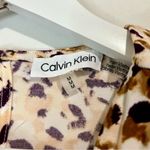 Calvin Klein Women’s Sleeveless Back Tie Animal Print Blouse Tan Purple Med EUC Photo 3