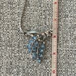 Trifari Vintage Silver Tone and Blue Rhinestone Leaf Bib Choker Necklace Photo 4
