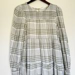 BY THE RIVER Plaid Cream Green Long Sleeve Dress Small Photo 1