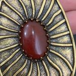 Lucky Brand Red Carnelian Brass-tone Large Pendant Leather Cord 26” Necklace Photo 6