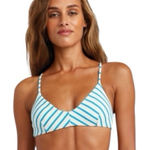 RVCA Moxie Cross Back Bright Blue Striped Bikini Top Medium Photo 0