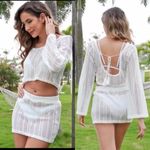 Becotal Swim Coverup Set White Crochet XL Vacation Cruise New Photo 1