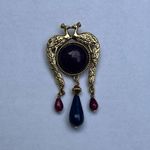 Art Deco Vintage Regal Gold Colored Kissing Peacock Birds Dangle Brooch Pin Photo 1