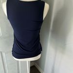 New York & Company Ruched Blue Tank Top Photo 3