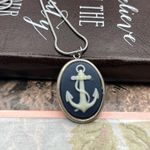 Vintage Nautical Anchor Necklace Stainless Steel 20” Navy Coastal Cowgirl Black Photo 5