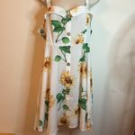 Dress Fo White Floral Lightweight Dress Spaghetti Straps Front Buttons Side Zip Size undefined Photo 1