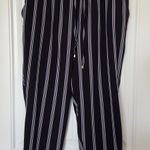 Cato  Black White Stripe Pull On Ankle Pants With Pockets Casual Photo 0