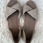 Vince 𝅺 Idara Cotton & Suede Pleated Accents Slides Flat Sandals Photo 1