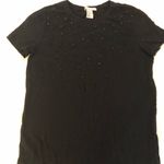 H&M  black floral beaded cotton boho Atleasure beach vacation comfy t-shirt, XS Photo 0