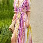 SheIn Tie Dye Plung Neck Puff Sleeve Maxi Dress Photo 6