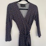 Leota Faux Wrap Dress Blue Orange Geometric Print 3/4 Sleeve Women's Size XS Photo 1