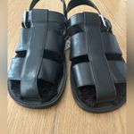 ZARA 🆕 Black Faux Fur Lined Flat Cage Sandals 9/40🆕 Photo 7
