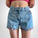 Jalate Vintage  Colorful Embroidered Denim Shorts Photo 0