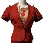 Cache  Rust 100% Raw Silk Removable Self Belt Crop Pant New NWT Linen Feel $108 Photo 9