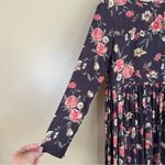 Vintage Floral Rayon Dark Plum Cottage Prairie Midi Long Sleeve Dress PS Purple Size undefined Photo 6