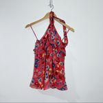 Parker Nashley Floral Silk Blend Ruffle Halter Blouse Size Small Photo 2