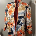 Alfred Dunner  Quilted Floral Watercolor Open Jacket Mandarin Collar ORANGE 12 Photo 0