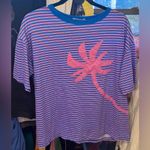 Free People NWT  Ragabond Striped Palm Applique Tee - electric blue combo - XS Photo 7