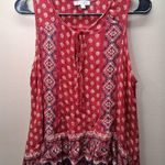 Patrons of Peace Red Patterned Sleeveless Top Photo 0