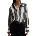 Mango  Ivanka Block Stripe Satin Shirt Size 12 NWT Photo 3