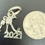 Brighton 2021 Charm Wine Glass Dangle High Heel Numbers Cutout Silver Charm Photo 2