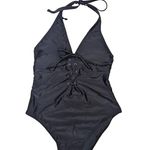 Adore Me One Piece Lace Up Halter One Piece Swimsuit Black Photo 8