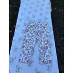 Cato Pants Womens sz 12 White Floral Ankle Cropped Stretch Mid Rise Spring Cute Photo 4