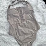 Aerie AMERICAN EAGLE x | Taupe Macrame Scoop One-Piece Swimsuit | Medium Photo 1