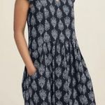 Garnet Hill Summer Day Navy Print Lined Drop Waist Dress Photo 0