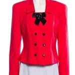 Rickie Freeman For Terry John Vintage Rickie Freeman Teri John Jacket Blazer Jacket Tomato Red Black Bow sz M Photo 0