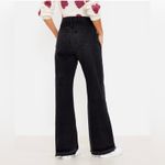Loft NWT Wide Leg Jeans Womens 34P Black High Rise Raw Hem Boho Indie Retro Photo 1